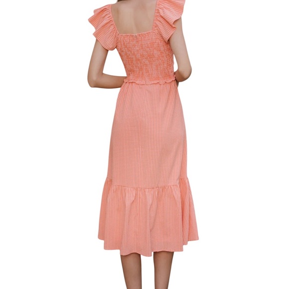 Ivy City Co Gidget Orange Gingham Midi Dress - Picture 4 of 6